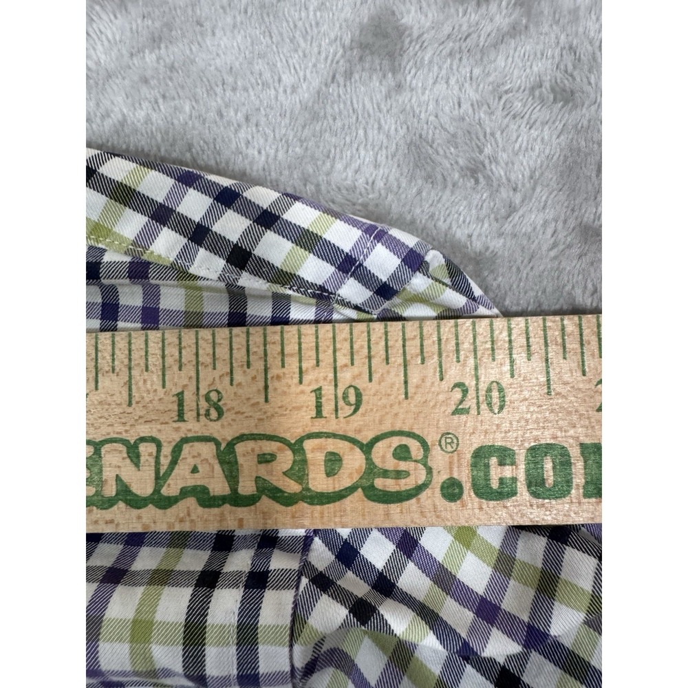 Robert Talbott Dress Shirt Mens L Green Blue Purple Plaid Button Up Chest Pocket - Picture 10 of 16